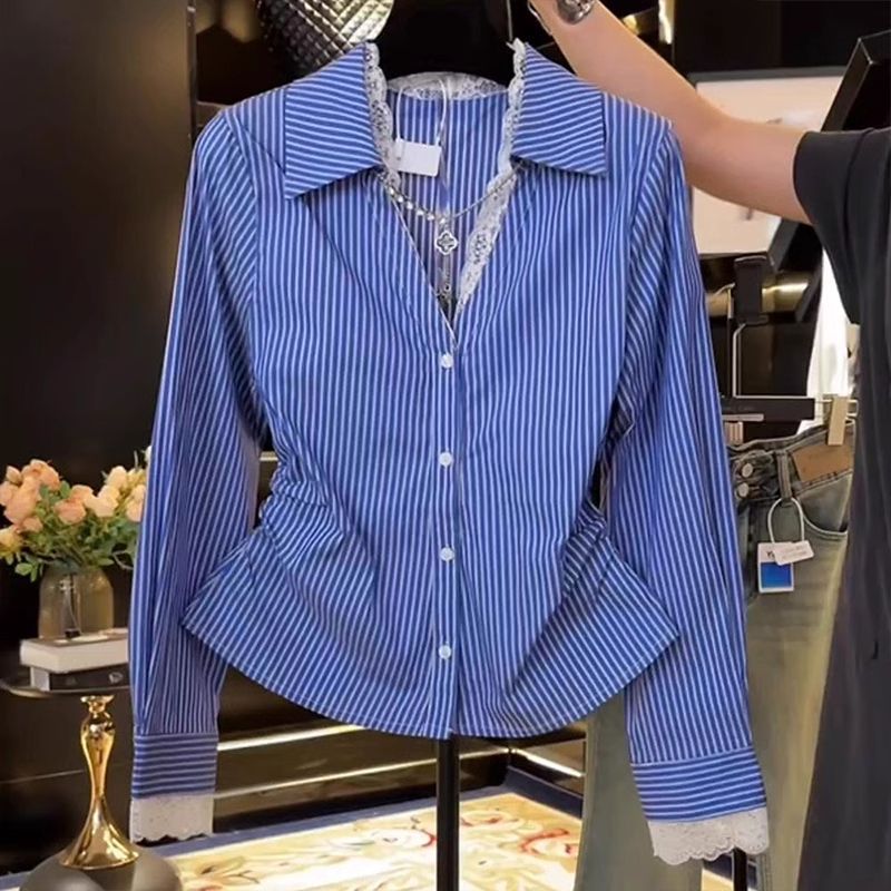 Summer Clothing Trends For Women - Элегантная кружевная лоскутная плиссированная тонкая блузка,