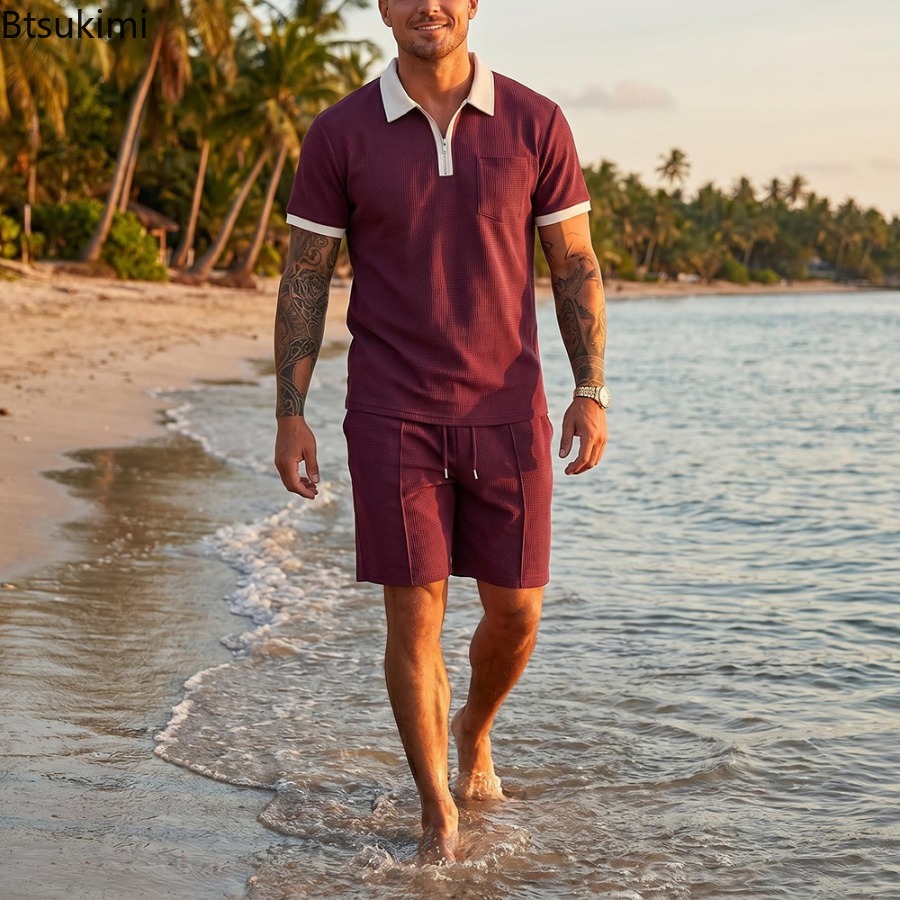 Мужской комплект с воротником- – обзор и цена Summer Vacation Clothing Men